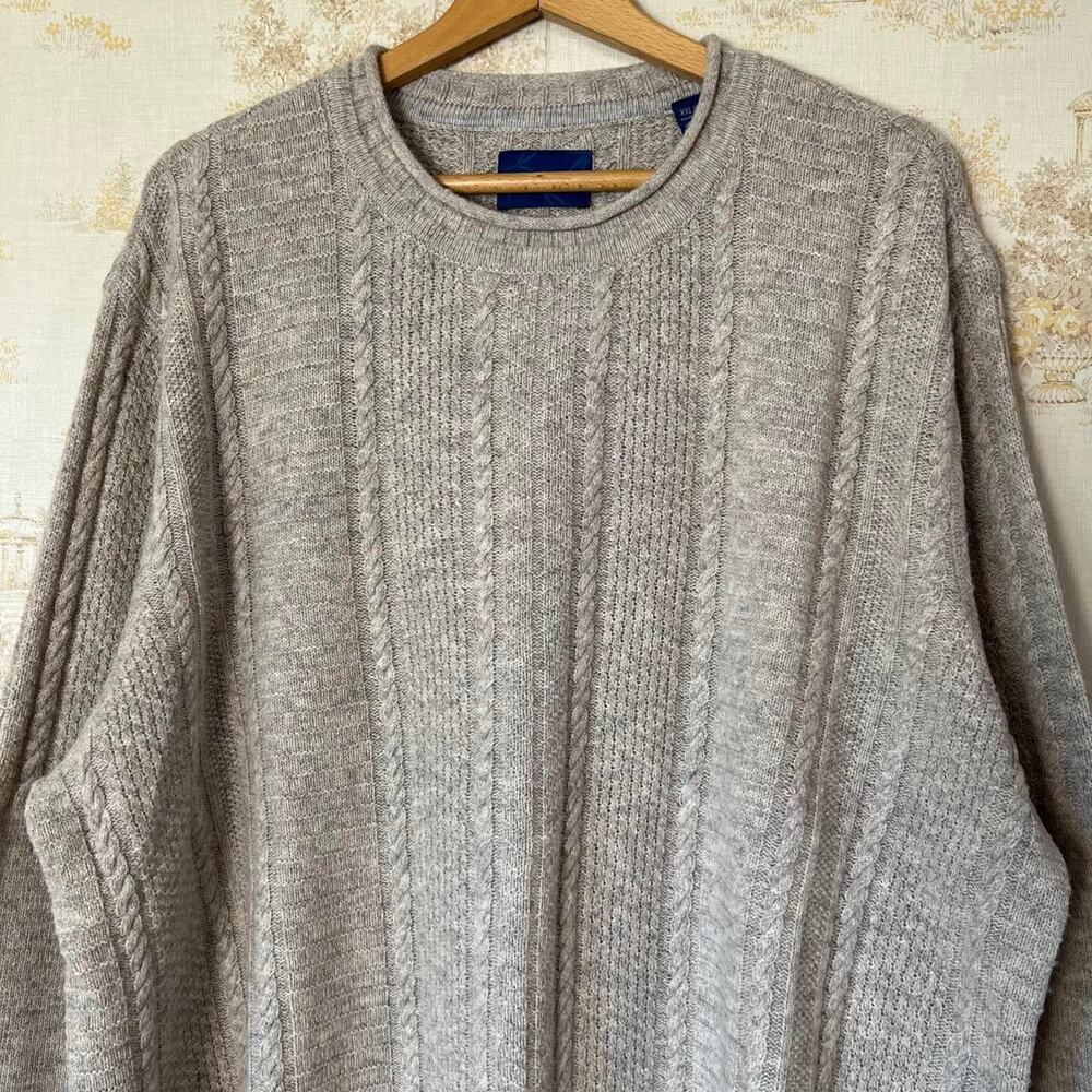 Tommy Bahama Lambswool Blend Sweater | Oatmeal Cable Knit | Size 2XL